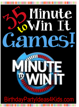 Minute to Win it style party games for kids, tweens and teen parties